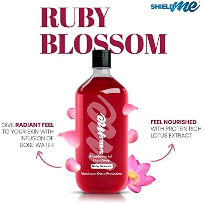 SHIELDME ANTIBACTERIAL HANDWASH LIQUID SOAP REFILL, RUBY BLOSSOM  1LITER - Image 3